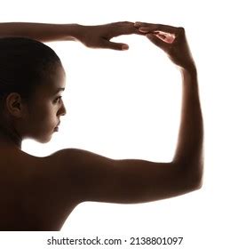 Silhouette Femininity Graceful Nude Woman Posing Stock Photo 2138801097