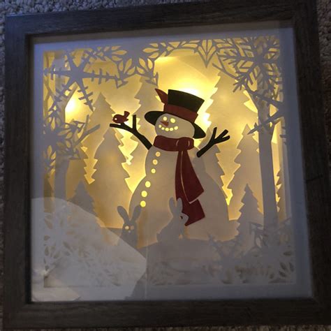 Snowman Shadow Box 3D Layered Papercut Template. Christmas | Etsy