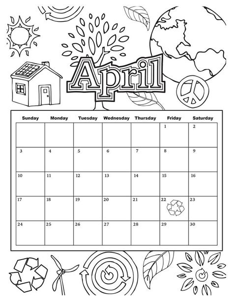 Best Ideas For Coloring April Printable Calendar With Holidays Hot