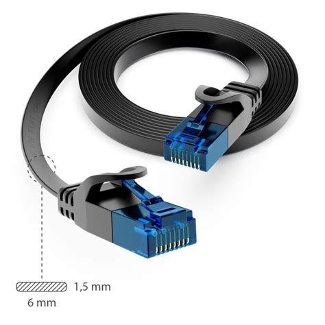 Deleycon 10x Cat6 Flaches Netzwerkkabel 15mm Flachbandkabel U Utp Rj45