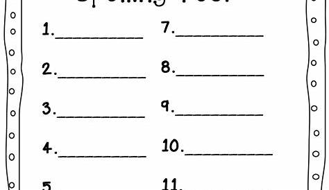 Mrs. Glover's First Grade Owls: Spelling Test Sheet