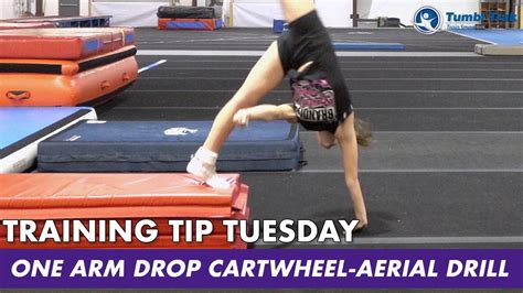 One Arm Drop Cartwheel Aerial Drill Gymnastics Skills Gymnastics Lessons Aerial Gymnastics