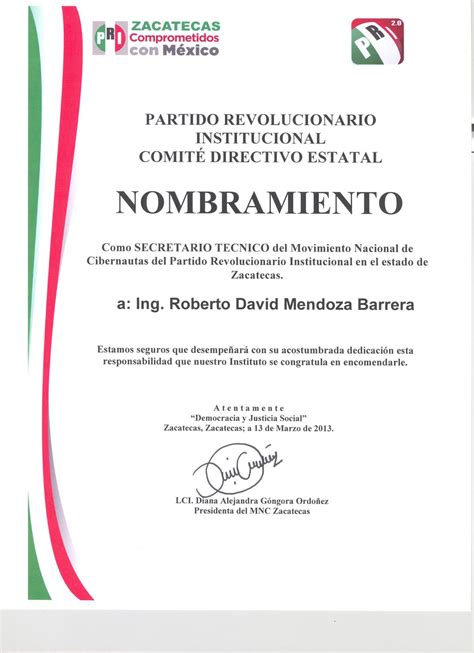 Nombramiento MNC PRI By Roberto Barrera Issuu
