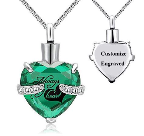 Custom Engraved Ashes Urn Necklace Always In My Heart Heart Shaped