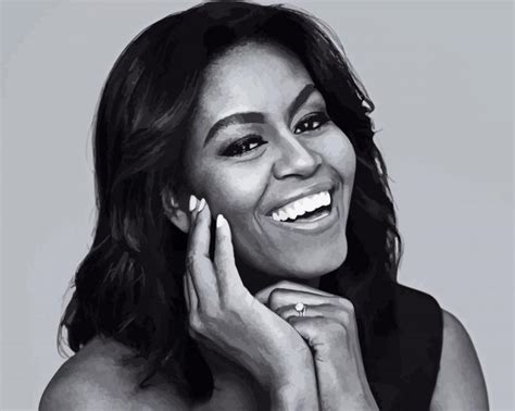 Black And White Michelle Obama Paint By Numbers PBN Canvas