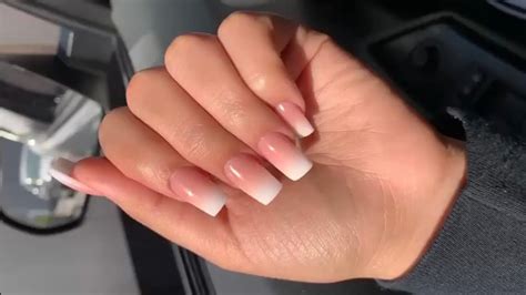 Acrylic nails — nail enhancements made by combining a liquid acrylic product with a powdered acrylic product — have a staying power in the beauty industry. Short Square Pink And White Ombré Acrylic Nails - YouTube