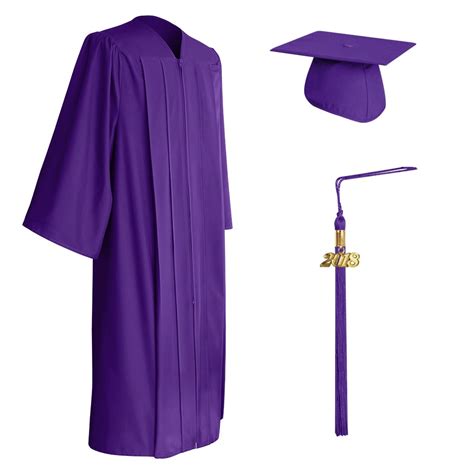 Matte Purple Graduation Cap Gown And Tassel Setelementary