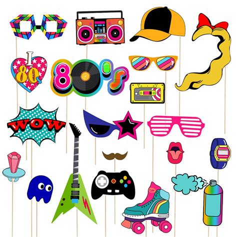 Buy Luoem 80s Party Photo Booth Props Funny Birthday Party Photo Booth