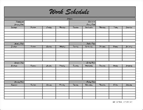 Staff Schedule Template Monthly Printable Schedule Template