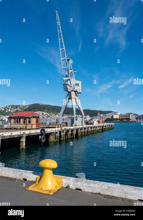 Queens Wharf Shipping Loading Wellington Harbour Hi Res Stock