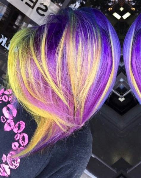 Beyondhairbyhayley Yellow Neon Purple Streak Dyed Hair Неоновые