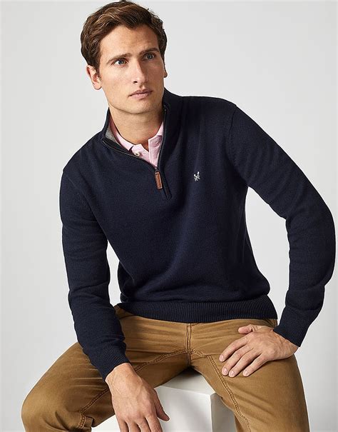 Mens Classic Half Zip Jumper In Navy From Crew Clothing