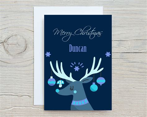 Personalised Christmas Card Personalised Name Cute Xmas Etsy