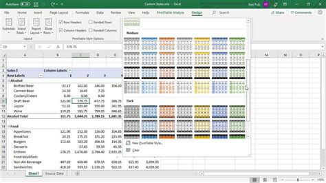Custom Pivottable Styles Microsoft Excel Pivot Tables