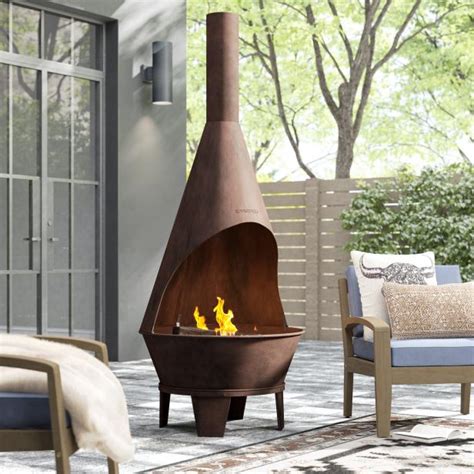 Patio Wood Burning Chiminea Fireplace Patio Ideas