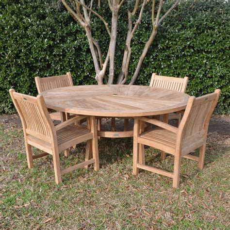 Large Round Teak Outdoor Dining Table 71 Backyard Patio Furniture