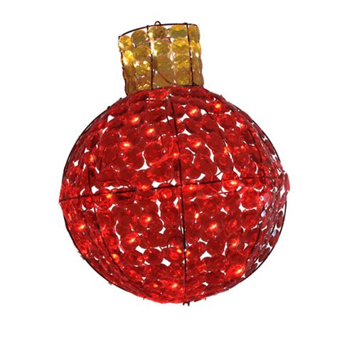36 Led Lighted Twinkling Red Glitter Ball Ornament Christmas Outdoor