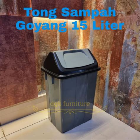 Jual Tong Tempat Keranjang Sampah Goyang Dorong Bertutup Tutup Segi Plastik 15 L 15l 15 Liter