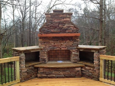 Outdoor Fireplace On Wood Deck With Deckorator Balusters Deck
