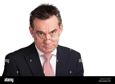 Angry Frowning Stern Man Suit Glasses Business Hi Res Stock Photography
