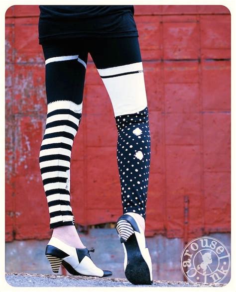 Black White Striped Leggings Pippi Garter Legging By Carouselink