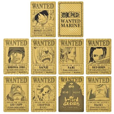 One Piece Wanted Posters Japan Anime Gold Foil Card Monkey Luffy Collection Gift Picclick