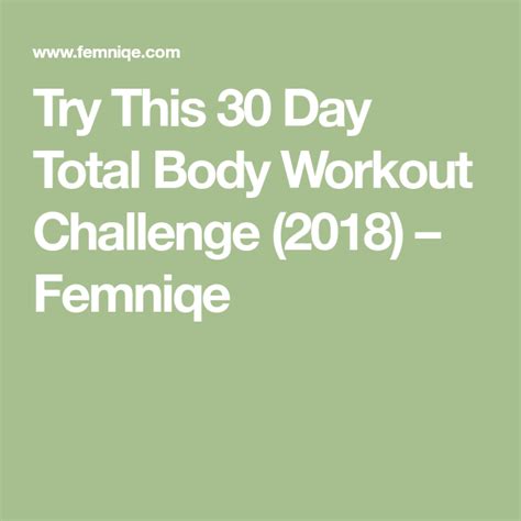 Try This 30 Day Total Body Workout Challenge 2021 Total Body