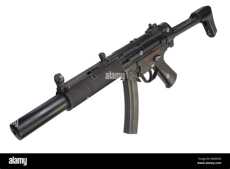 Submachine Gun Mp5 With Silencer Isolated Stock Photo Alamy