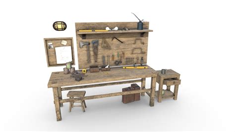 Workbench With Tools Game Assets Buy Royalty Free 3d Model By