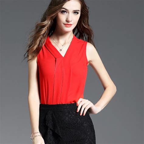 Casual Chiffon Blouse Shirt Female V Neck Work Wear Solid Color White
