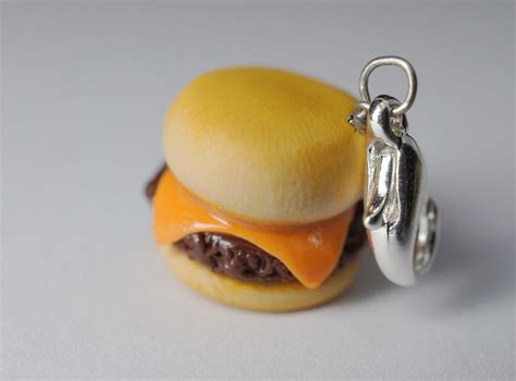 Plain Cheeseburger Charm Miniature Food Jewelry Polymer Clay Food