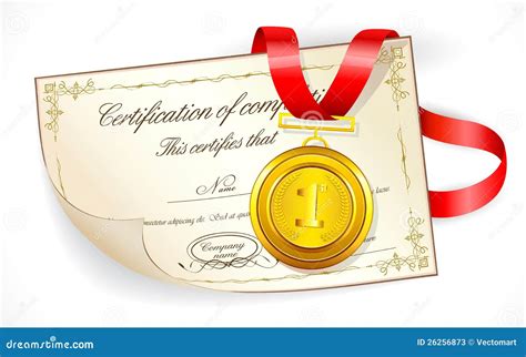 Medalla En Certificado Ilustración Del Vector Ilustración De Editable