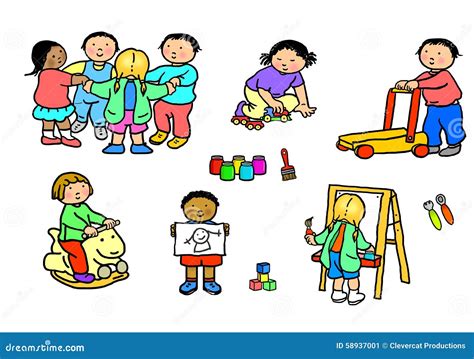 Playgroup Preschool Nursery Daycare Activities Stock Illustration