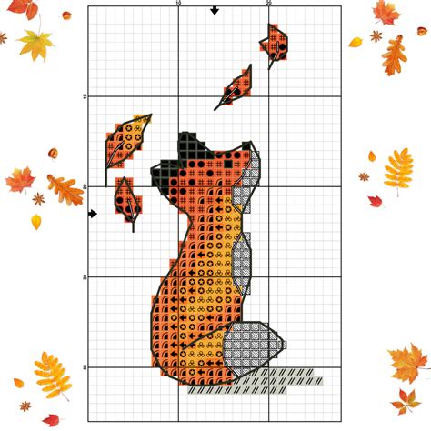 🦊the Free Small Cross Stitch Pattern Autumn Fox In Modern Style R