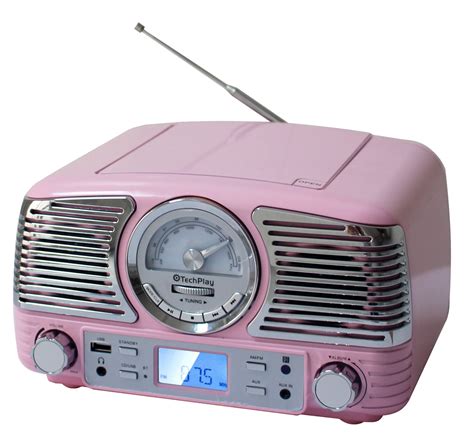 Techplay Qt62bt Pink Retro Design Compact Stereo Cd With Amfm Rotar