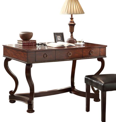 Homelegance Maule Writing Desk With 3 Drawers In Cherry Traditional