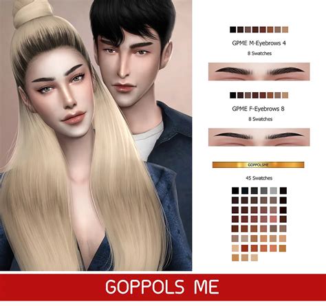 Gpme Eyebrows M 4 F 8 Sims Hair The Sims 4 Skin Sims 4