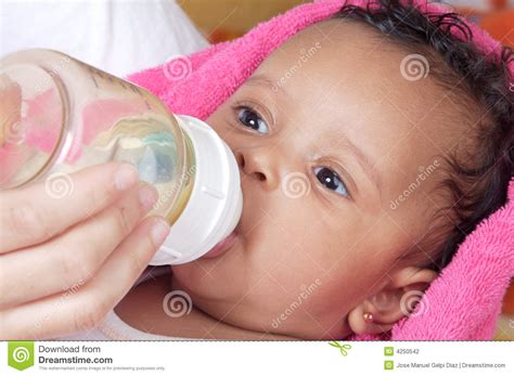 Baby Drinking A Bottle Stock Photo Image Of Health Look