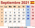 Calendario septiembre 2021 en Word, Excel y PDF - Calendarpedia