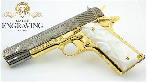 1911 Colt Government 45 Acp 24k Gold And Black Nickel Honeycomb