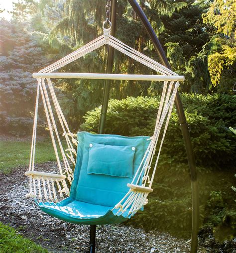 Hammock Chair With Stand Solid Aqua Blue