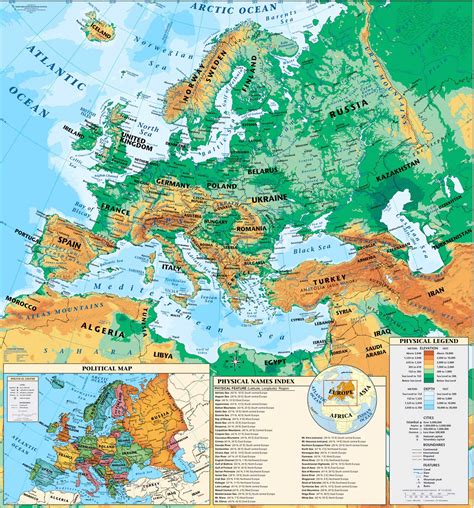 Mapa Físico De Europa Tamaño Completo