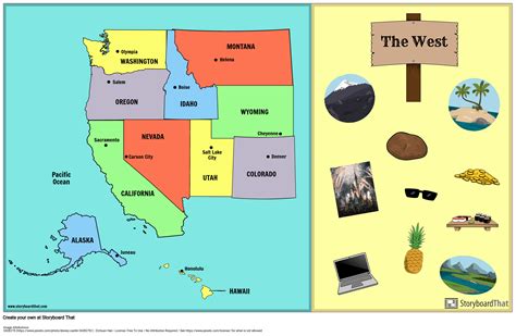 West States And Capitals West Region Map Study Guide