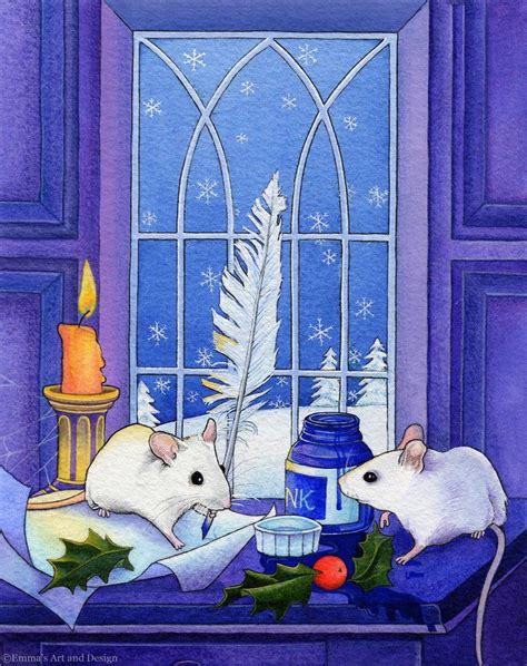 White Mice Painting Mounted Print Originally Done In Etsy Painting