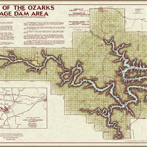 Lake Ozark Map With Mile Markers Etsy