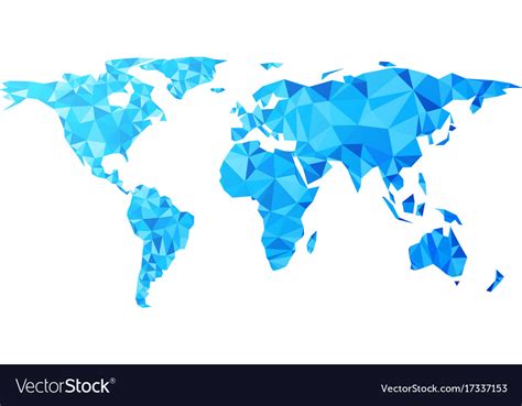 Blue Geometric Abstract World Map Royalty Free Vector Image