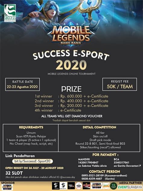 Success E Sport 2020 Mobile Legends Online Tournament · Eventsurabaya