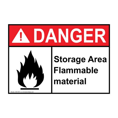 Danger Sign Storage Area Flammable Material Sign Ansi