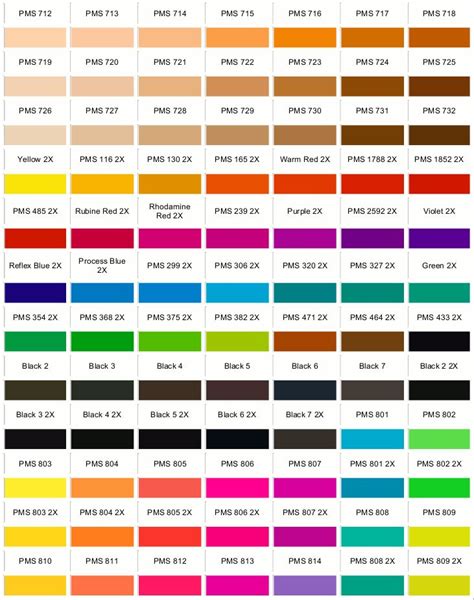 Metallic Pantone Color Reference Chart