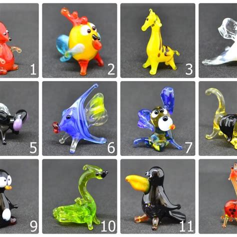 Set Of Small Glass Figurines Glass Animals Tiny Little Murano Etsy